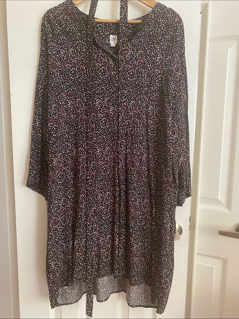 GAP Black Tunic with Pink and White Floral Speckle